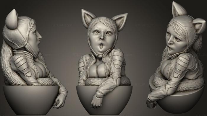 Статуэтки упрощенные (Женщина-кошка Чиби, STKPR_0242) 3D модель для ЧПУ станка